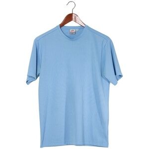 Anchor Blue Ribbed Shirt Baby Blue Medium 90s Fitted Eurotrash Classic